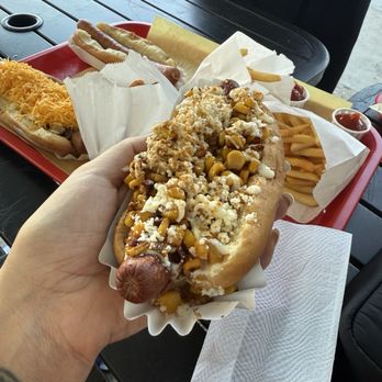 Fab Hot Dogs - Elote Dog French Fries Carolina Slaw Dog Kids Hot Dog - Hot Dogs Near Me - Reseda, California Fab Hot Dogs - Elote Dog French Fries Carolina Slaw Dog Kids Hot Dog - Hot Dogs Near Me - Reseda, California
