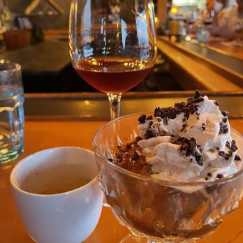 Ceraldi - Dessert! A chocolate mousse with salted caramel, an espresso, and a tawny port - Italian Near Me - Provincetown, Massachusetts Ceraldi - Dessert! A chocolate mousse with salted caramel, an espresso, and a tawny port - Italian Near Me - Provincetown, Massachusetts
