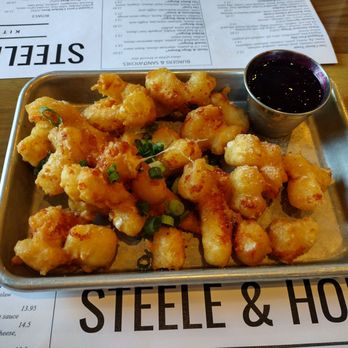 Steele & Hops - Cheese curds and smoked blueberry ketchup - American Near Me - St Anthony, Minnesota Steele & Hops - Cheese curds and smoked blueberry ketchup - American Near Me - St Anthony, Minnesota