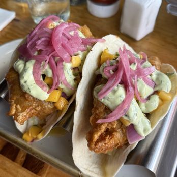 Next Door Gastropub - Battered Alaskan Cod Tacos (2 Pieces) - Gastropubs Near Me - Port Angeles, Washington Next Door Gastropub - Battered Alaskan Cod Tacos (2 Pieces) - Gastropubs Near Me - Port Angeles, Washington