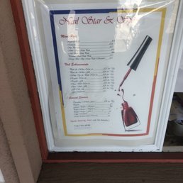 Prices outside on window Prices outside on window