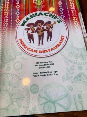 Menu photo 5 Mariachi's Mexican Grill Gulf Breeze, FL