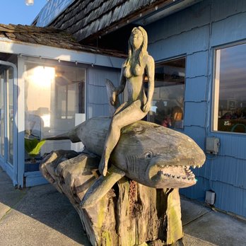 Chart Room Restaurant - Mermaid on dolphin entrance - Seafood Near Me - Crescent City, California