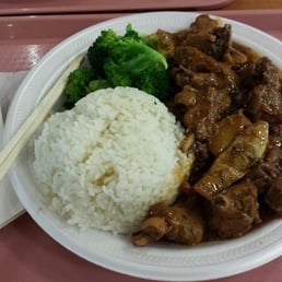 No.10 Taiwan style spiced chicken with choice of rice or noodle. 6.45 plus tax