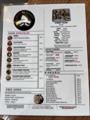 Menu photo 6 Tacos El Patron Pleasant Hill, CA