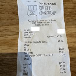Drinks & receipt. Drinks & receipt.