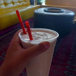 My Strawberry Cream Pie, Biscoff, Strawberry Quik milkshake combo - AMAZING! And the owner gave me a lot!