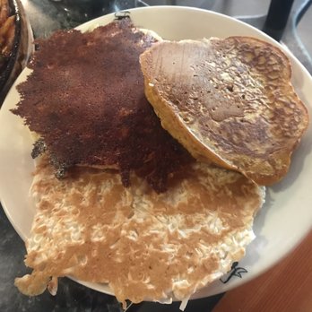 Shopsin's - Triple Play Pancakes: coconut, pumpkin, and mac 'n' cheese - Sandwiches Near Me - New York, New York