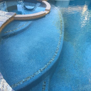 Brian's Pool Plastering - Brian also added a baja step. We chose aqua blue mini pebble with blue glass and abalone shell added to the mix. - Pool & Hot Tub Service Near Me - Buena Park, California