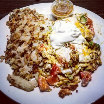 Griddle 24 - El Chapo Scrambler // three eggs, chorizo, avocado, jack cheese, cheddar, sour cream, salsa - Diners Near Me - Chicago, Illinois Griddle 24 - El Chapo Scrambler // three eggs, chorizo, avocado, jack cheese, cheddar, sour cream, salsa - Diners Near Me - Chicago, Illinois
