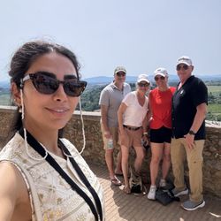 Wine Tours in Tuscany with Italy and Wine - Shiva our fabulous guide and group in San Gimignano