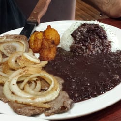 Old Cuban Cafe - Flank steak with white rice, black beans, and sweet plantains.