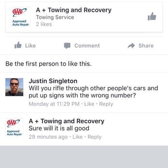 A Plus Towing - They opened and searched through my car, as well as posted a different company's phone number. - Towing Near Me - Cincinnati, Ohio A Plus Towing - They opened and searched through my car, as well as posted a different company's phone number. - Towing Near Me - Cincinnati, Ohio