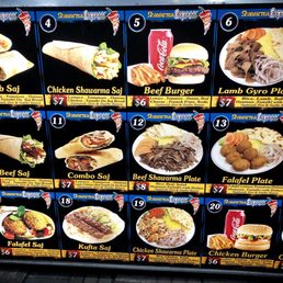 Menu as of April 2019