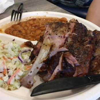 Big John's Texas BBQ - The half rack of ribs plate with coleslaw and cowboy beans - Barbeque Near Me - Page, Arizona Big John's Texas BBQ - The half rack of ribs plate with coleslaw and cowboy beans - Barbeque Near Me - Page, Arizona