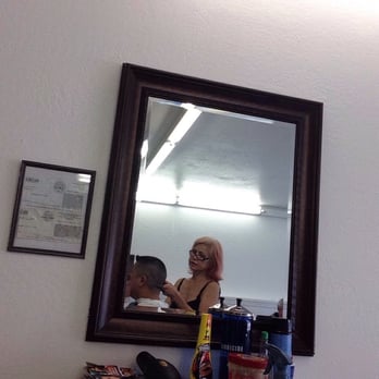 Joanne’s Barber Shop - Joanne wouldn't pose for me so I snapped one through the mirror. - Barbers Near Me - Carmichael, California Joanne’s Barber Shop - Joanne wouldn't pose for me so I snapped one through the mirror. - Barbers Near Me - Carmichael, California