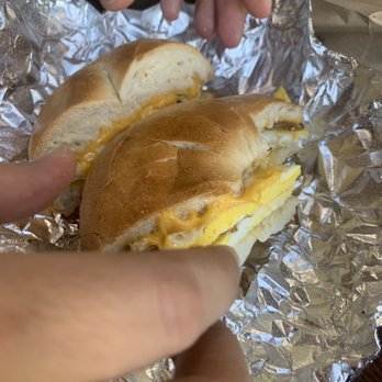 Straight From New York Bagels - Bacon Egg & Cheese on a plain bagel. - Bagels Near Me - Naples, Florida