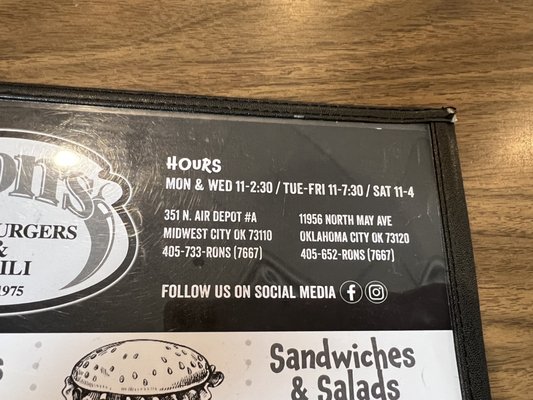 Menu photo 1 Ron's Hamburger & Chili Midwest City, OK Menu photo 1 Ron's Hamburger & Chili Midwest City, OK