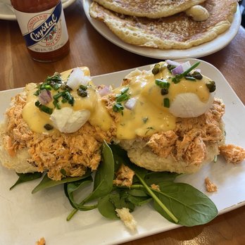 Ruby Slipper Decatur - Salmon Eggs Benedict and Banana Pecan Pancakes - Breakfast & Brunch Near Me - New Orleans, Louisiana Ruby Slipper Decatur - Salmon Eggs Benedict and Banana Pecan Pancakes - Breakfast & Brunch Near Me - New Orleans, Louisiana