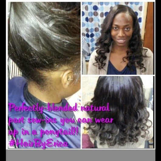 Side Part Sew In On Natural Hair Client Yelp