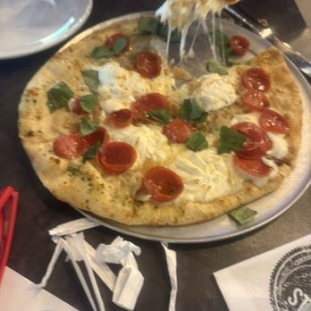 Oak & Stone - White with pepperonis added - Pizza Near Me - Bradenton, Florida Oak & Stone - White with pepperonis added - Pizza Near Me - Bradenton, Florida