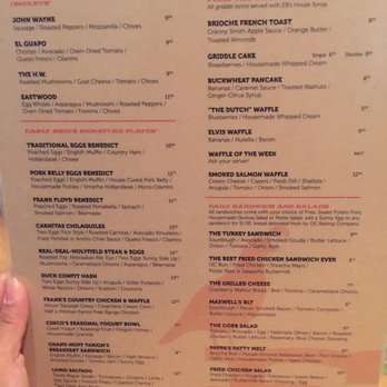 Early Bird - Menu side 2 - New American Near Me - Fullerton, California
