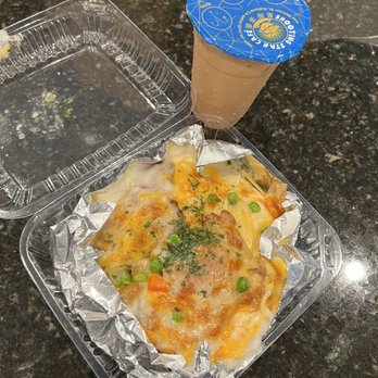 Shooting Star Cafe - Baked Chicken Steak with spaghetti (can choose rice instead) & Hong Kong Style milk tea - Desserts Near Me - Oakland, California Shooting Star Cafe - Baked Chicken Steak with spaghetti (can choose rice instead) & Hong Kong Style milk tea - Desserts Near Me - Oakland, California