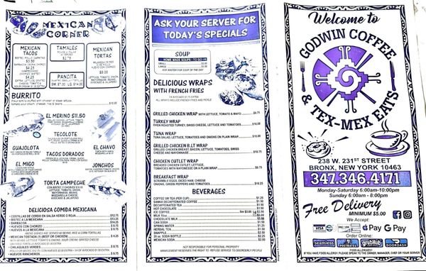 Menu photo 2 Godwin Coffee & Tex-Mex eats The Bronx, NY Menu photo 2 Godwin Coffee & Tex-Mex eats The Bronx, NY