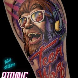 Atomic Tattoo and Piercing - Teen Wolf colour realism portrait tattoo by Tony Sklepic at Atomic Tattoo & Piercing.