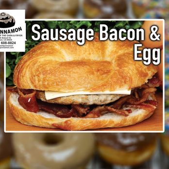 BJ Cinnamon - One of the most breakfast sandwiches, Bacon Sausage Egg & Cheese - Bakeries Near Me - Folsom, California BJ Cinnamon - One of the most breakfast sandwiches, Bacon Sausage Egg & Cheese - Bakeries Near Me - Folsom, California