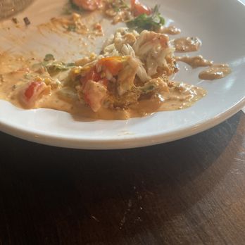 Soho Standard - What's left of the fried green tomato. Delicious. It's topped with crabmeat - Food Near Me - Homewood, Alabama Soho Standard - What's left of the fried green tomato. Delicious. It's topped with crabmeat - Food Near Me - Homewood, Alabama