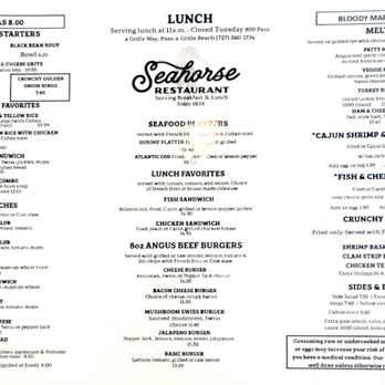 Seahorse - Menu - Breakfast & Brunch Near Me - St. Pete Beach, Florida