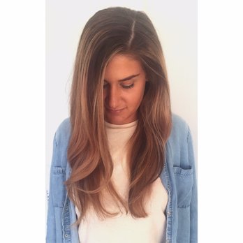 Hair By Lindsey - Front view of This blended Balayage with shadow root. Dimension dimension! - Hair Stylists Near Me - Chicago, Illinois Hair By Lindsey - Front view of This blended Balayage with shadow root. Dimension dimension! - Hair Stylists Near Me - Chicago, Illinois