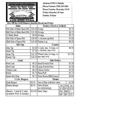 Menu photo 4 Rib Brothers Alsip, IL