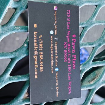 Taqueria Ktrina - a business card on a bench - Tacos Near Me - Las Vegas, Nevada Taqueria Ktrina - a business card on a bench - Tacos Near Me - Las Vegas, Nevada