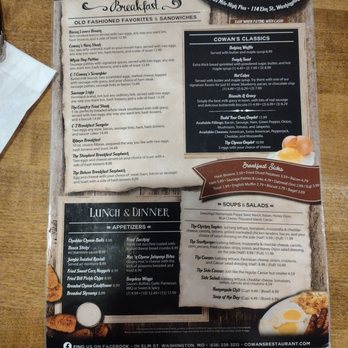Cowan's Restaurant - breakfast and lunch menu - American Near Me - Washington, Missouri
