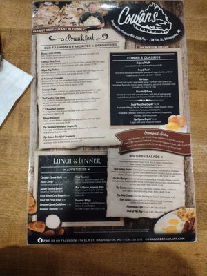 Menu photo 2 Cowan's Restaurant Washington, MO