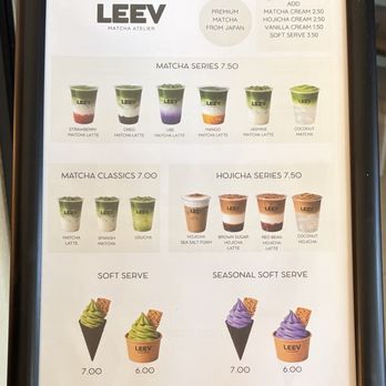 Leev Matcha Atelier - Menu - Desserts Near Me - Las Vegas, Nevada Leev Matcha Atelier - Menu - Desserts Near Me - Las Vegas, Nevada
