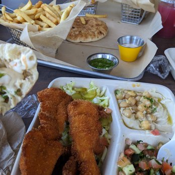 Hummus Bodega - Upper left is the falafel. Best falafel hands down!! - Kosher Near Me - San Francisco, California