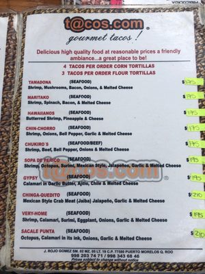 Menu photo 2 T@cos.com Puerto Morelos, ROO