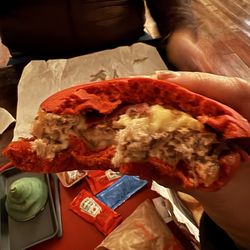 Au Chalet de la Marionnette - Inside of winterburger; tasty