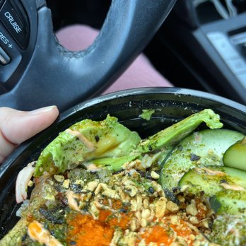 Poke Kai - This is my first free slice of avocado with a tiny sliver "extra" that cost me $1.50 - Hawaiian Near Me - Long Beach, California Poke Kai - This is my first free slice of avocado with a tiny sliver "extra" that cost me $1.50 - Hawaiian Near Me - Long Beach, California