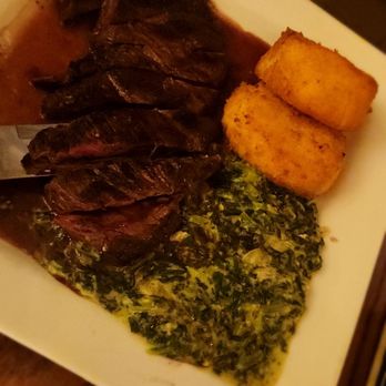 The Little Gem Cafe - 8oz Steak with spinach and potatoes - New American Near Me - Oak Park, Illinois The Little Gem Cafe - 8oz Steak with spinach and potatoes - New American Near Me - Oak Park, Illinois