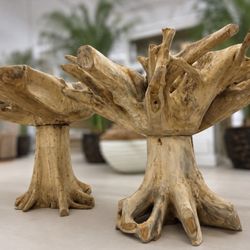 Sago House Furniture - Double pedestal Teak Root Dining Table