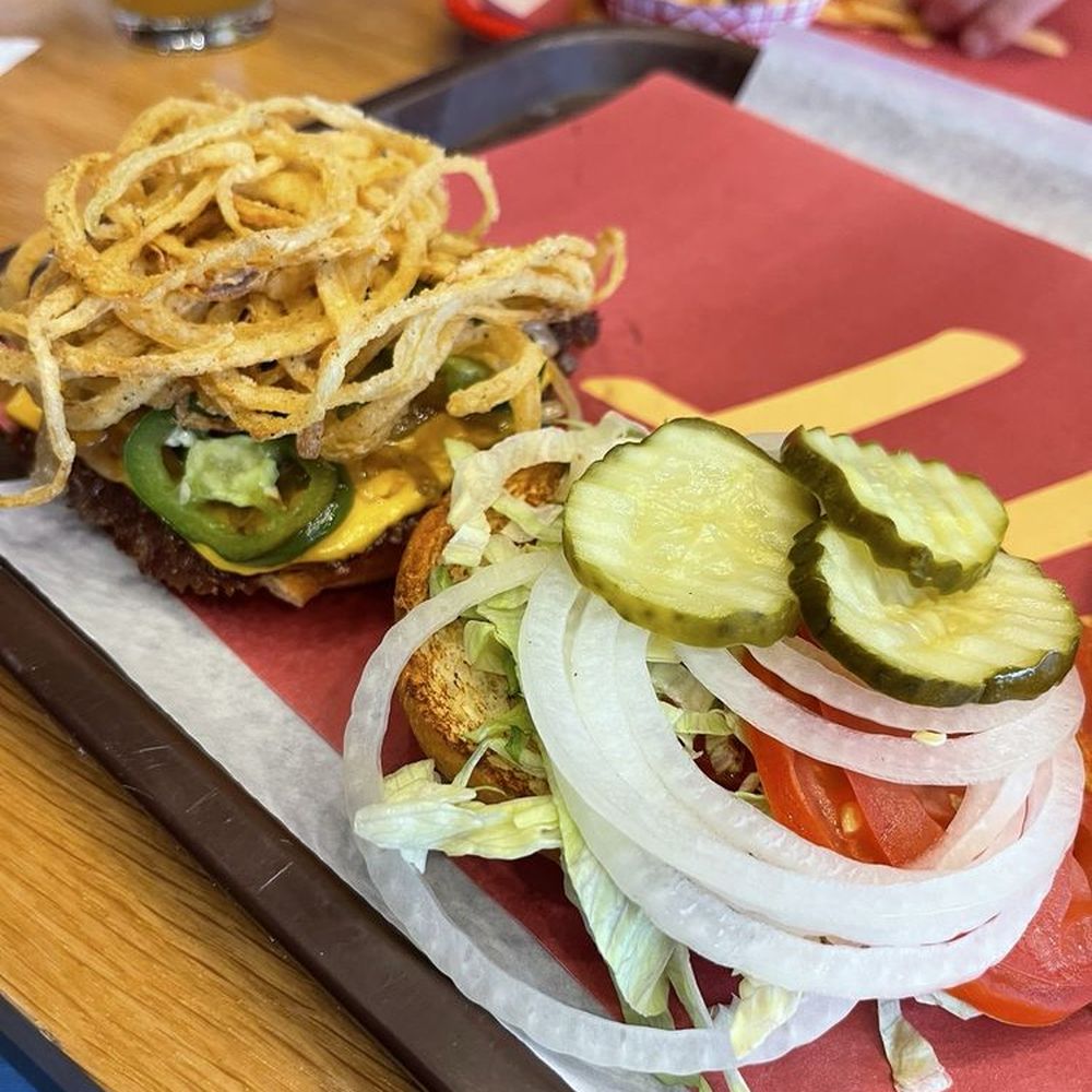 Hi-Pointe Drive-In - Single burg, onion straws, grilled onions, jalapenos plus LTOP. Unreal how good this was. - Burgers Near Me - Chesterfield, Missouri Hi-Pointe Drive-In - Single burg, onion straws, grilled onions, jalapenos plus LTOP. Unreal how good this was. - Burgers Near Me - Chesterfield, Missouri