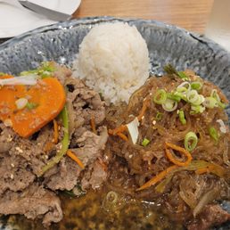 Bulgoi and japchae platter