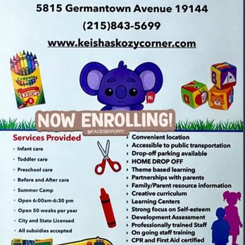 Keisha's Kozy Corner - Child Care & Day Care Near Me - Philadelphia, Pennsylvania Keisha's Kozy Corner - Child Care & Day Care Near Me - Philadelphia, Pennsylvania