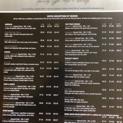 Forbidden Flavours on 18th - Coffee Menu