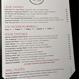 Drink menu Drink menu