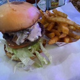 Mexi burger with fries Mexi burger with fries